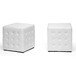 Baxton Studio Siskal White Modern Cube Ottoman (Set of 2) Baxton Studio Siskal White Modern Cube Ottoman (Set of 2), Baxton Studio Affordable Modern Furniture